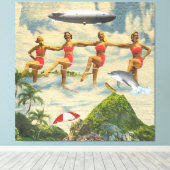 Waterskiing Girls Tropische dolfijnencollage Canvas Afdruk (Insitu (Houten vloer))