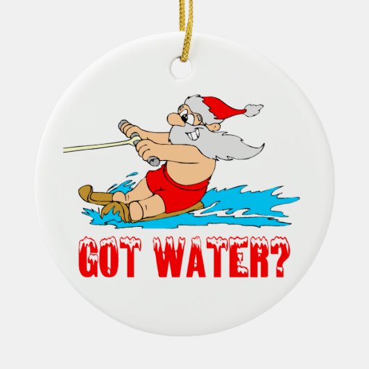 Waterskiing Santa Claus Keramisch Ornament (Voorkant)