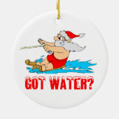 Waterskiing Santa Claus Keramisch Ornament (Achterkant)