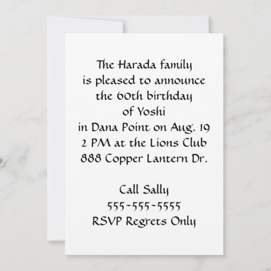 Waterslang Birthday Invite Kaart (Achterkant)