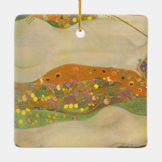 Waterslangen II door Gustav Klimt, Art Nouveau Keramisch Ornament (Achterkant)