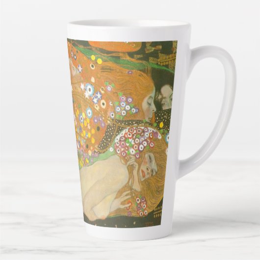 Waterslangen II door Gustav Klimt, Art Nouveau Latte Mok (Rechts)