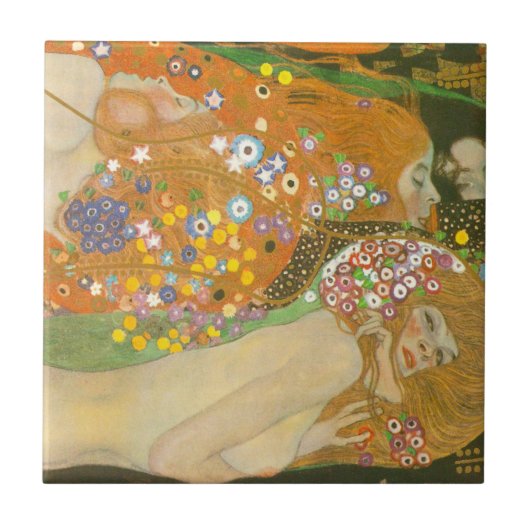 Waterslangen II door Gustav Klimt, Art Nouveau Tegeltje (Voorkant)