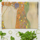 Waterslangen II door Gustav Klimt, Art Nouveau Theedoek (Gevouwen)