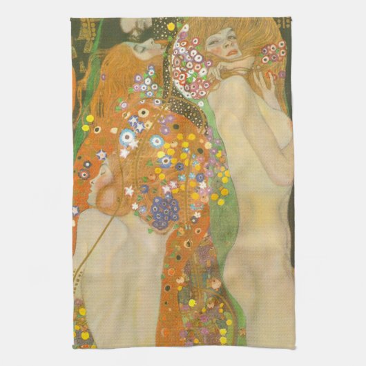 Waterslangen II door Gustav Klimt, Art Nouveau Theedoek (Verticaal)