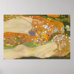 Waterslangen II van Gustav Klimt, Art Nouveau Poster