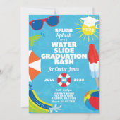 Waterslide Afstuderen Bash / Pool Party Invitation Kaart (Voorkant)