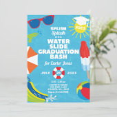 Waterslide Afstuderen Bash / Pool Party Invitation Kaart (Staand voorkant)