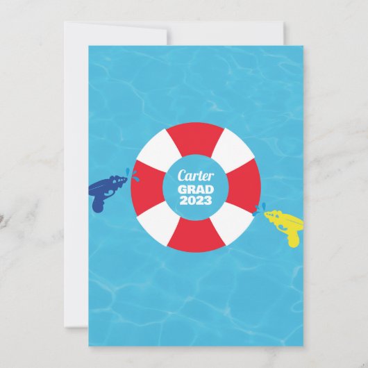 Waterslide Afstuderen Bash / Pool Party Invitation Kaart (Achterkant)