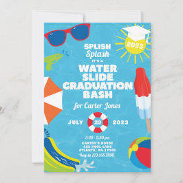 Waterslide Afstuderen Bash / Pool Party Invitation Kaart