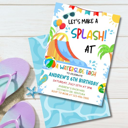 Waterslide Bash Verjaardagsuitnodiging, Zwembadfee Kaart
