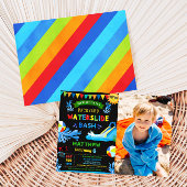 Waterslide Bash Zomer Jongen Verjaardagsfeestfoto Kaart