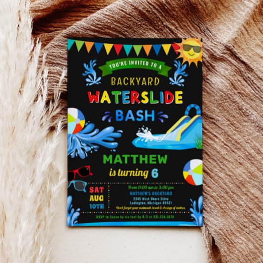 Waterslide Bash Zomer Jongen Verjaardagsfeestje Kaart