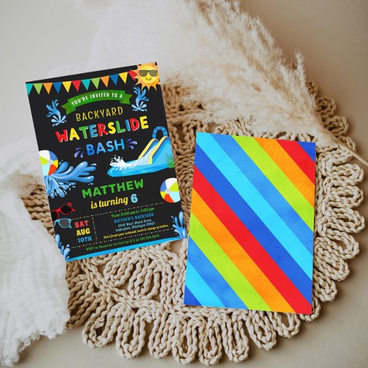 Waterslide Bash Zomer Jongen Verjaardagsfeestje Kaart