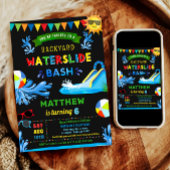 Waterslide Bash Zomer Jongen Verjaardagsfeestje Kaart
