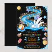 Waterslide Bash Zomer Wilde Bloem Verjaardagsfeest Kaart (Voorkant / Achterkant)