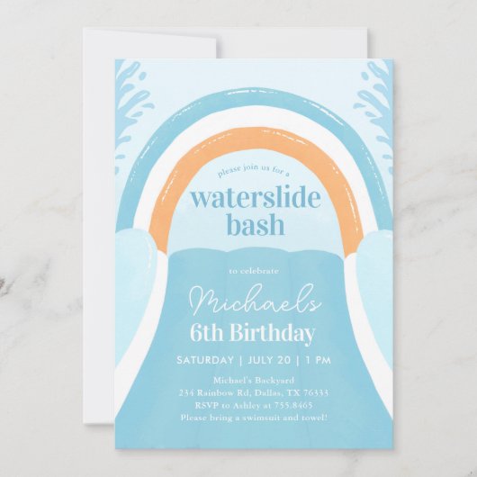 Waterslide Bash Zomerverjaardag Kaart (Voorkant)