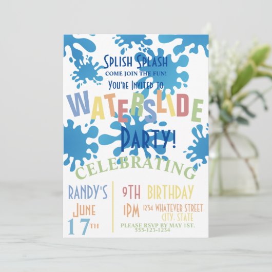 Waterslide Birthday Custom Kaart (Staand voorkant)