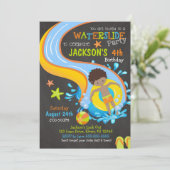 Waterslide Birthday Invitation / Pool Party / Boy Kaart (Staand voorkant)