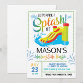 Waterslide Birthday, Laten we een Splash maken Kaart (Voorkant / Achterkant)