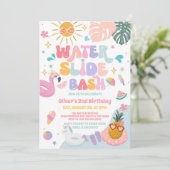 Waterslide Feest Tropische Zomer Verjaardag  Kaart (Staand voorkant)