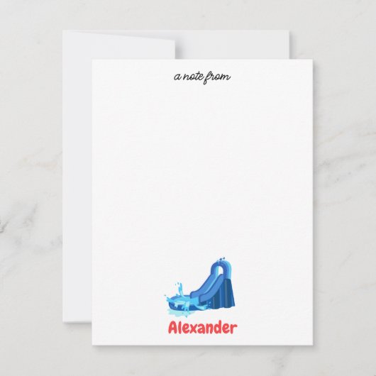 Waterslide Kids Summer Splish Splash Verjaardag Notitiekaartje (Voorkant)