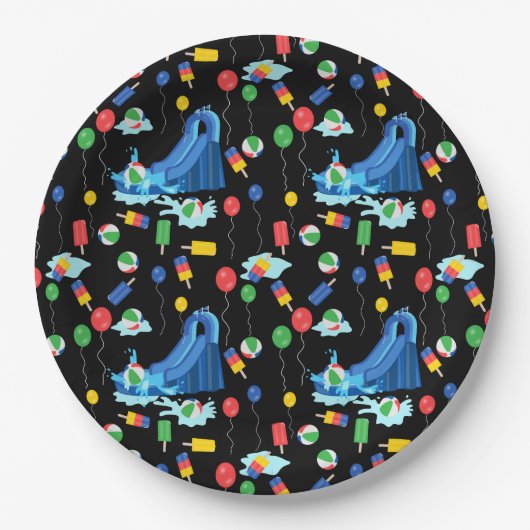 Waterslide Kinder Zomer Jongen Meisje Fun Papieren Bordje (Voorkant)