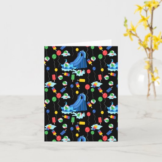 Waterslide Kinderen Zomer Jongen Meisje Pret Kaart (Gele Bloem)