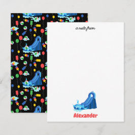 Waterslide Kinderen Zomer Splish Splash Verjaardag Notitiekaartje