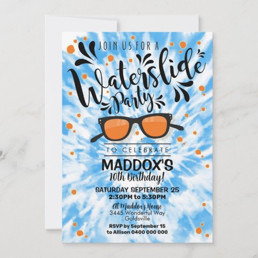 Waterslide Party Uitnodiging Jongen Waterdia Uitno (Voorkant)