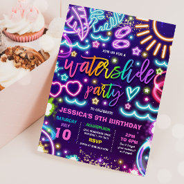 Waterslide plash Pad Birthday Party Neon Glow Kaart