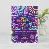 Waterslide plash Pad Birthday Party Neon Glow Kaart (Staand voorkant)