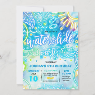 Waterslide plash Pad Birthday Party Tie Dye Glow Kaart