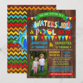 Waterslide Pool Birthday gecombineerde foto Kaart (Voorkant / Achterkant)