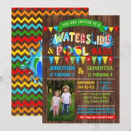 Waterslide Pool Birthday gecombineerde foto Kaart
