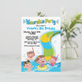 Waterslide Pool Birthday Party Kaart (Staand voorkant)