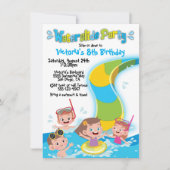 Waterslide Pool Birthday Party Kaart (Voorkant)