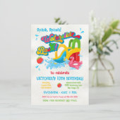 Waterslide Pool Party BIrthday Bash Kaart (Staand voorkant)
