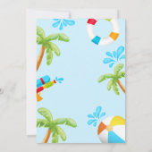 Waterslide Pool Party Verjaardag Jongen Uitnodigin Kaart (Achterkant)