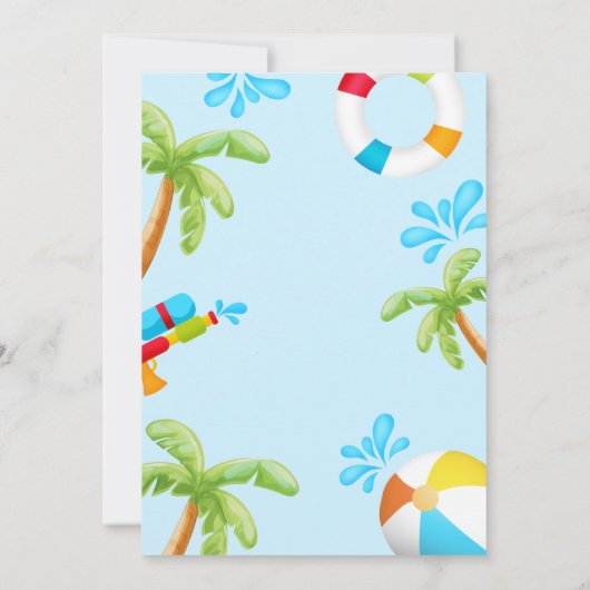 Waterslide Pool Party Verjaardag Jongen Uitnodigin Kaart (Achterkant)