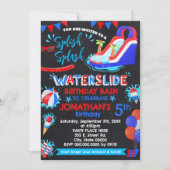 Waterslide Splish Splash Verjaardag Rood Wit Blauw Kaart (Voorkant)