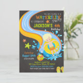 Waterslide Verjaardag Uitnodiging / Zwembadfeest / (Staand voorkant)