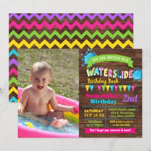 Waterslide verjaardag zomer baard roze foto kaart