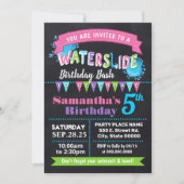 Waterslide verjaardagsfeestje zomerfeest krijtbord kaart (Voorkant)