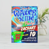 Waterslide verjaardagsuitnodiging kaart (Staand voorkant)