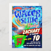 Waterslide verjaardagsuitnodiging kaart (Voorkant / Achterkant)