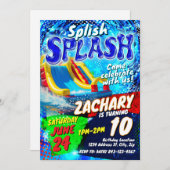 Waterslide verjaardagsuitnodiging Sjabloon Kaart (Voorkant / Achterkant)