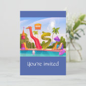 Waterslide, waterpark Birthday Party Invite Kaart (Staand voorkant)