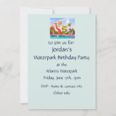 Waterslide, waterpark Birthday Party Invite Kaart (Achterkant)