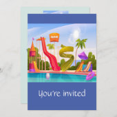Waterslide, waterpark Birthday Party Invite Kaart (Voorkant / Achterkant)